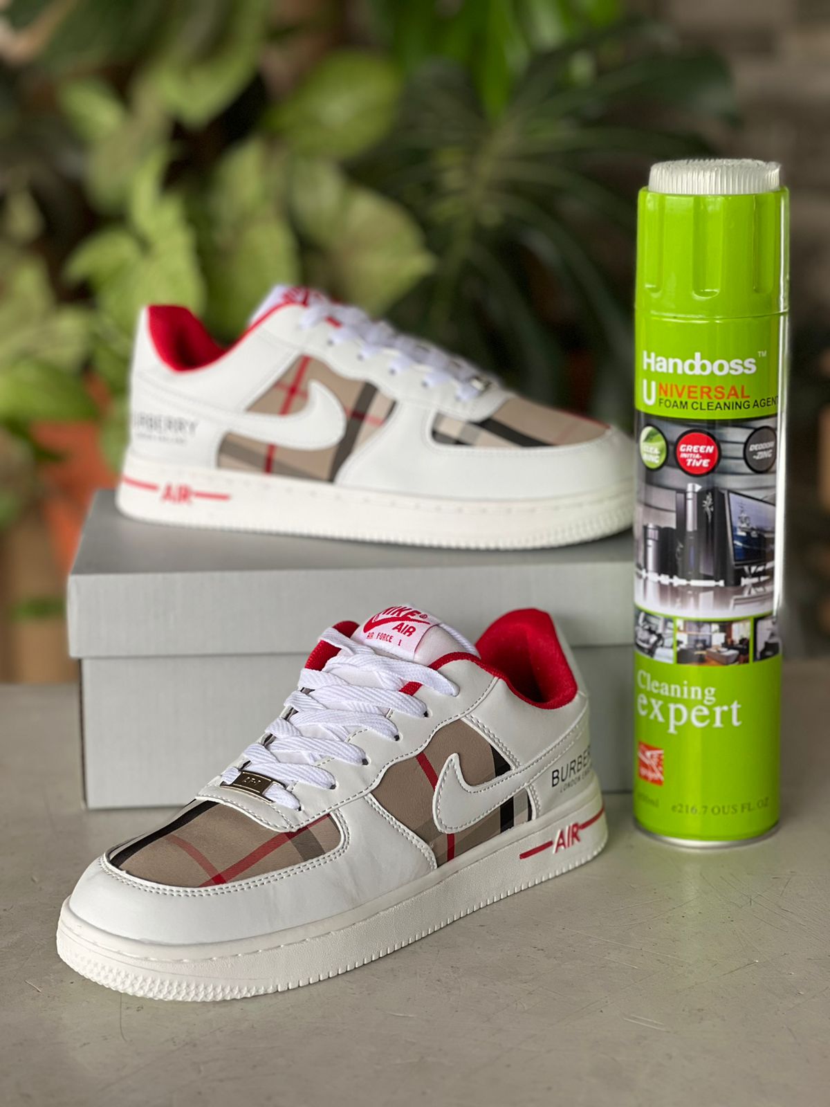 NIke AirForce 1 Burberry Sneakers Beige Brown Red