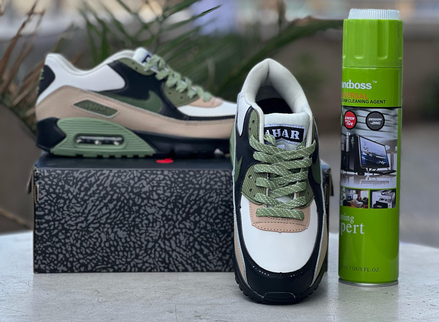 Nike Air Max 90 - White, Black, Olive Green & Tan