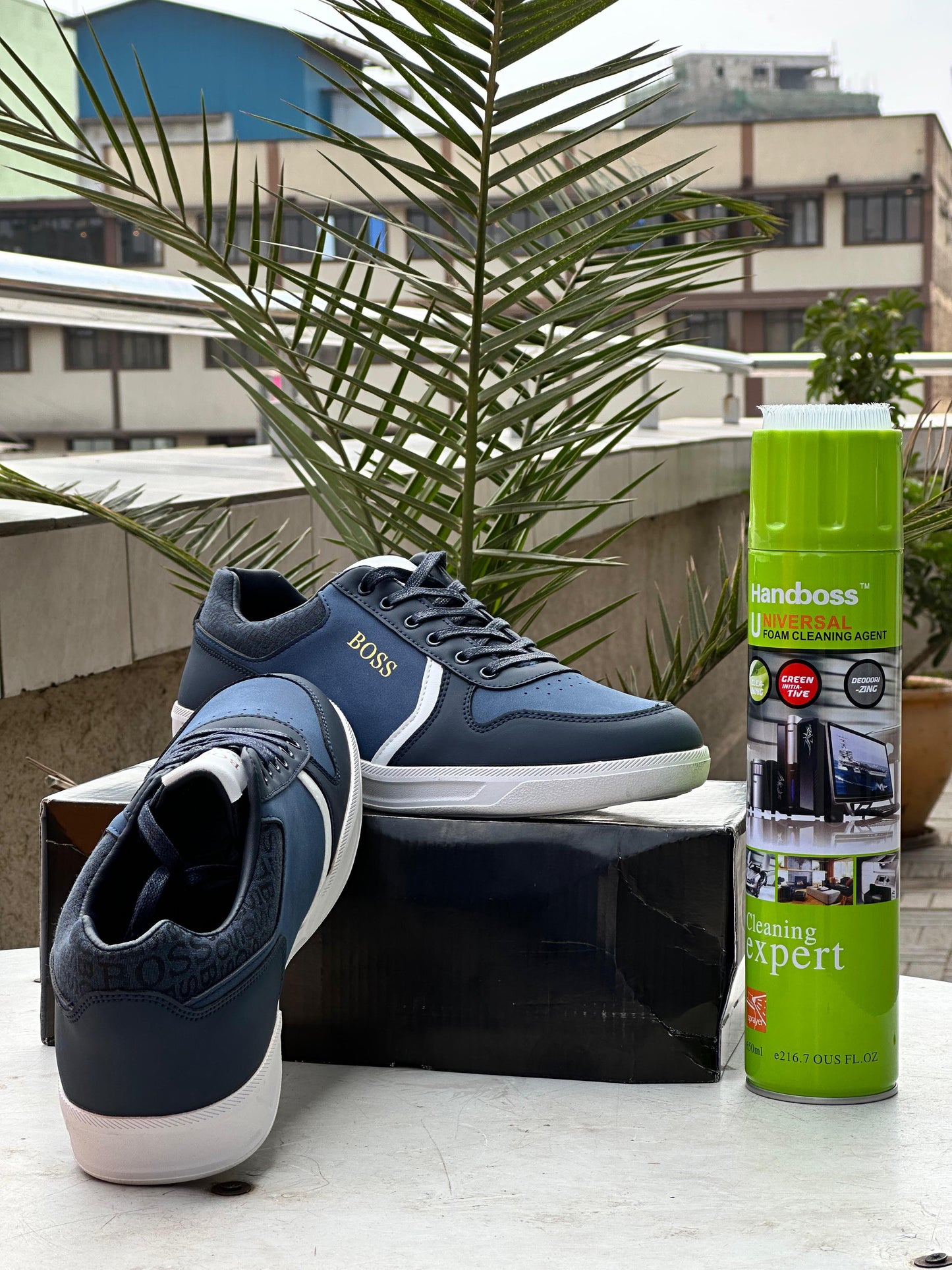 BOSS Casual Sneakers – Navy Blue with White Detail