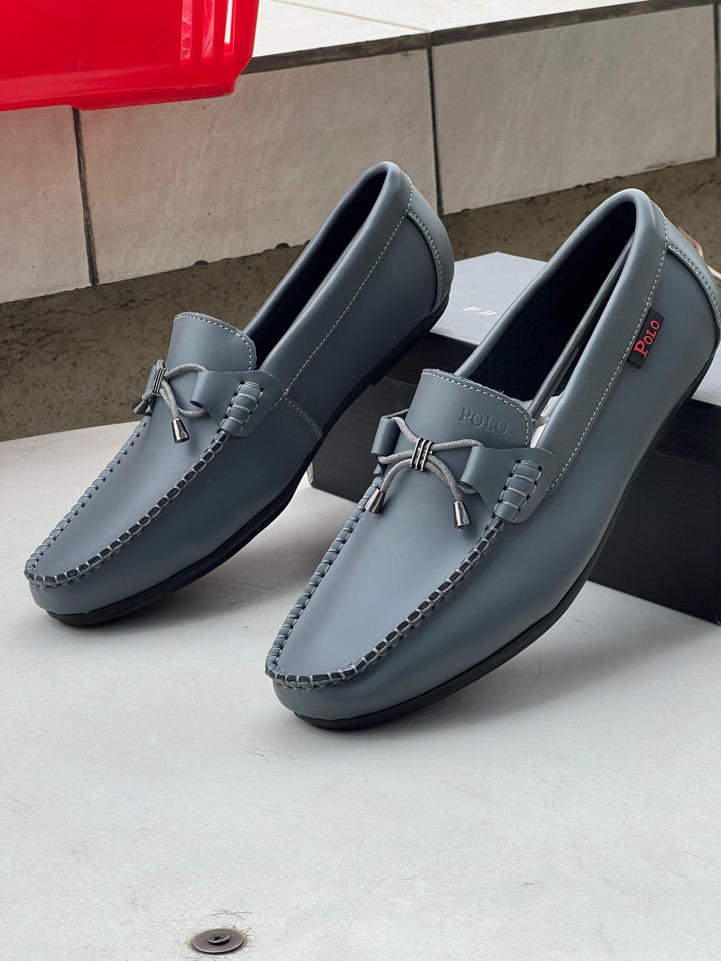 Men’s Polo Loafers – Grey with Tassel Detailing