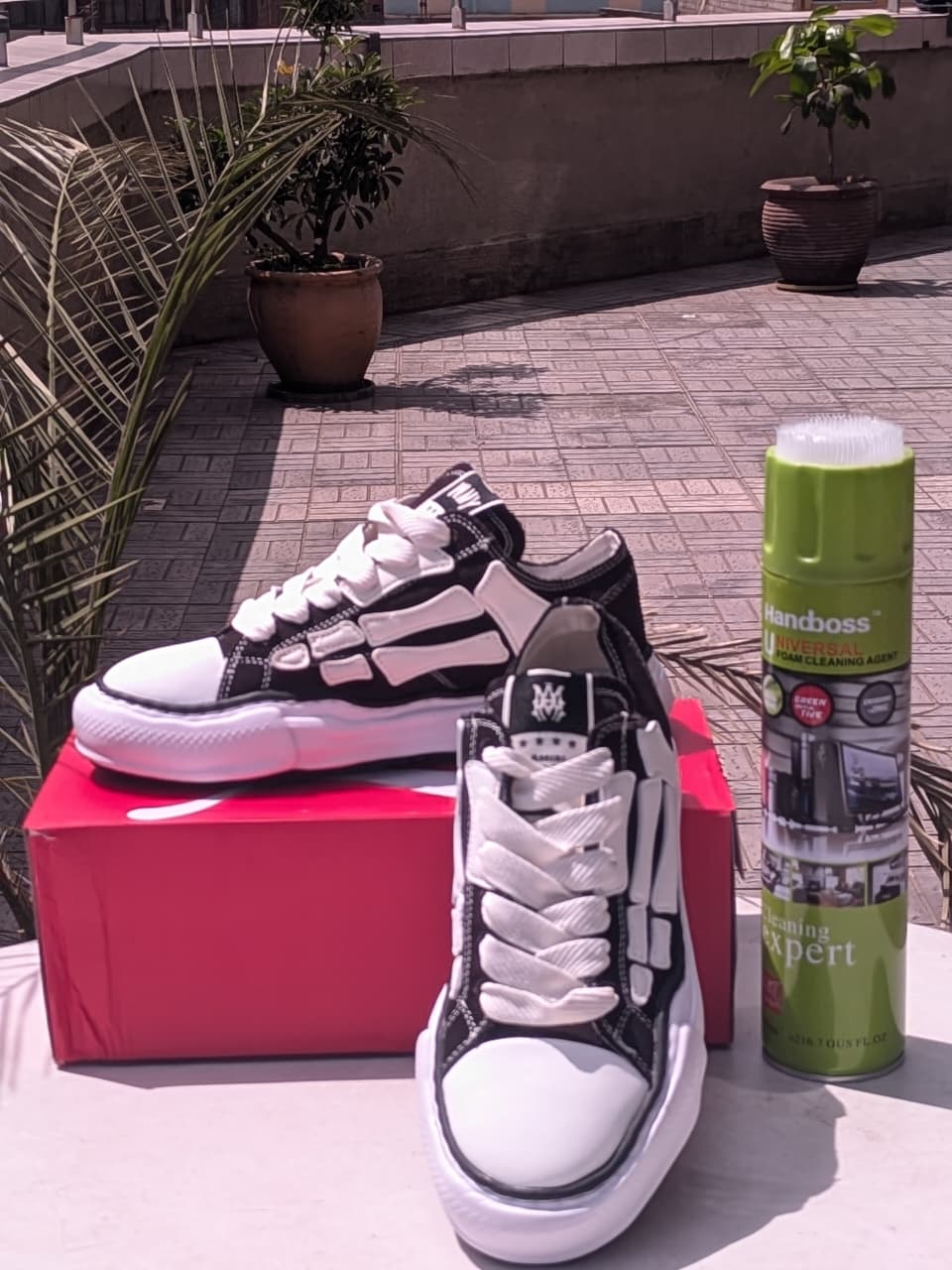 Armani Skeleton Sneakers- Black White