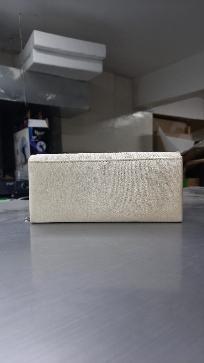 The Starlight Pleated Satin Rhinestone Clutch