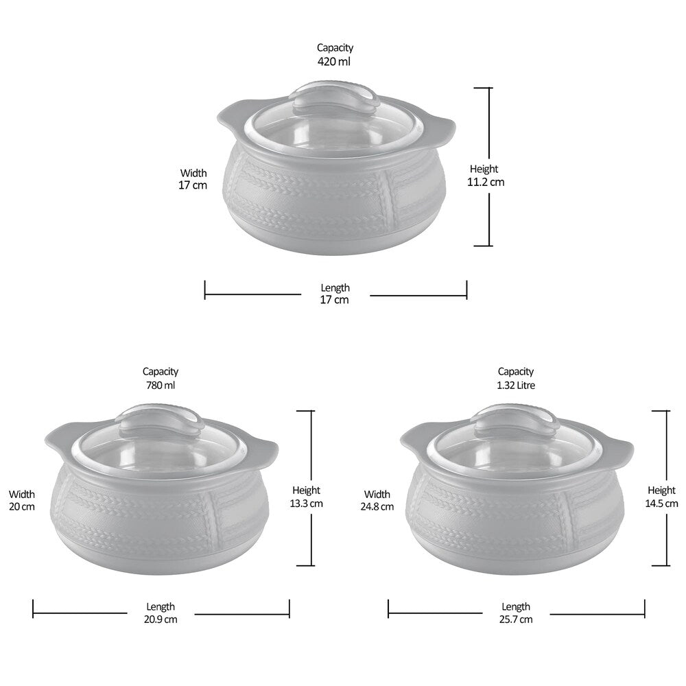 Milton3pc Insulated Inner Stainless Steel Casserole
