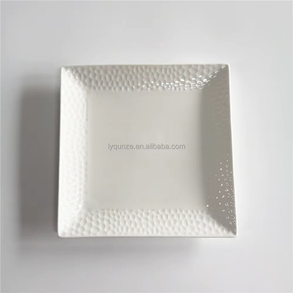 6pc White Square Dinner plate