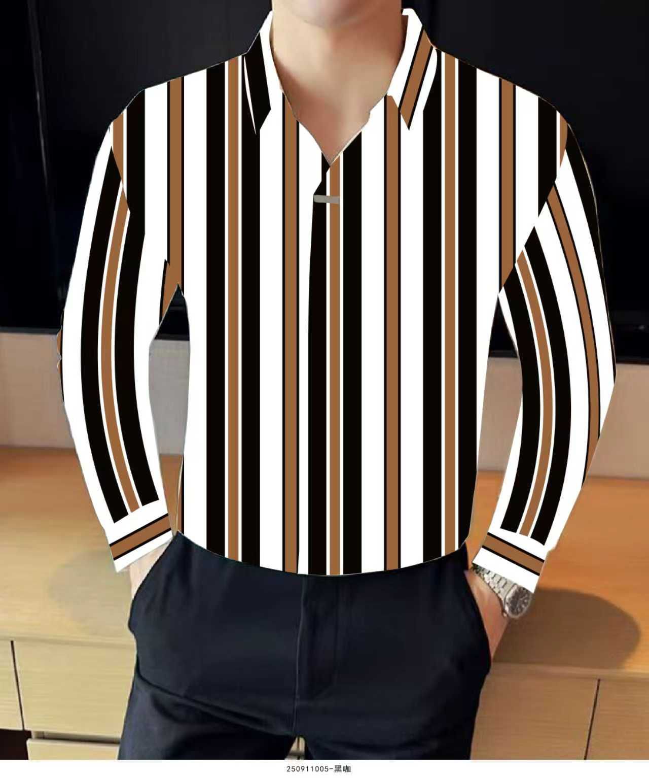 Vertical Stripe Casual Button-Up Shirt