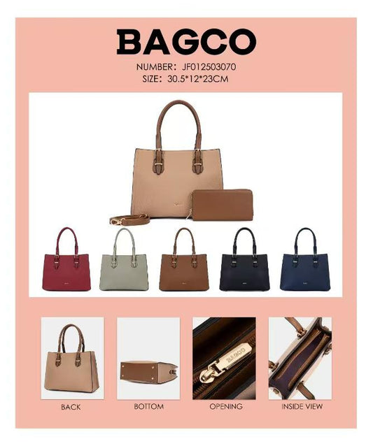 BAGCO Structured Top-Handle Work Tote and Wallet Set