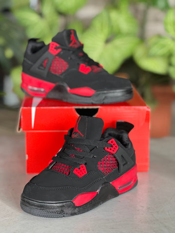 Kids J4 Sneakers - Black/Red