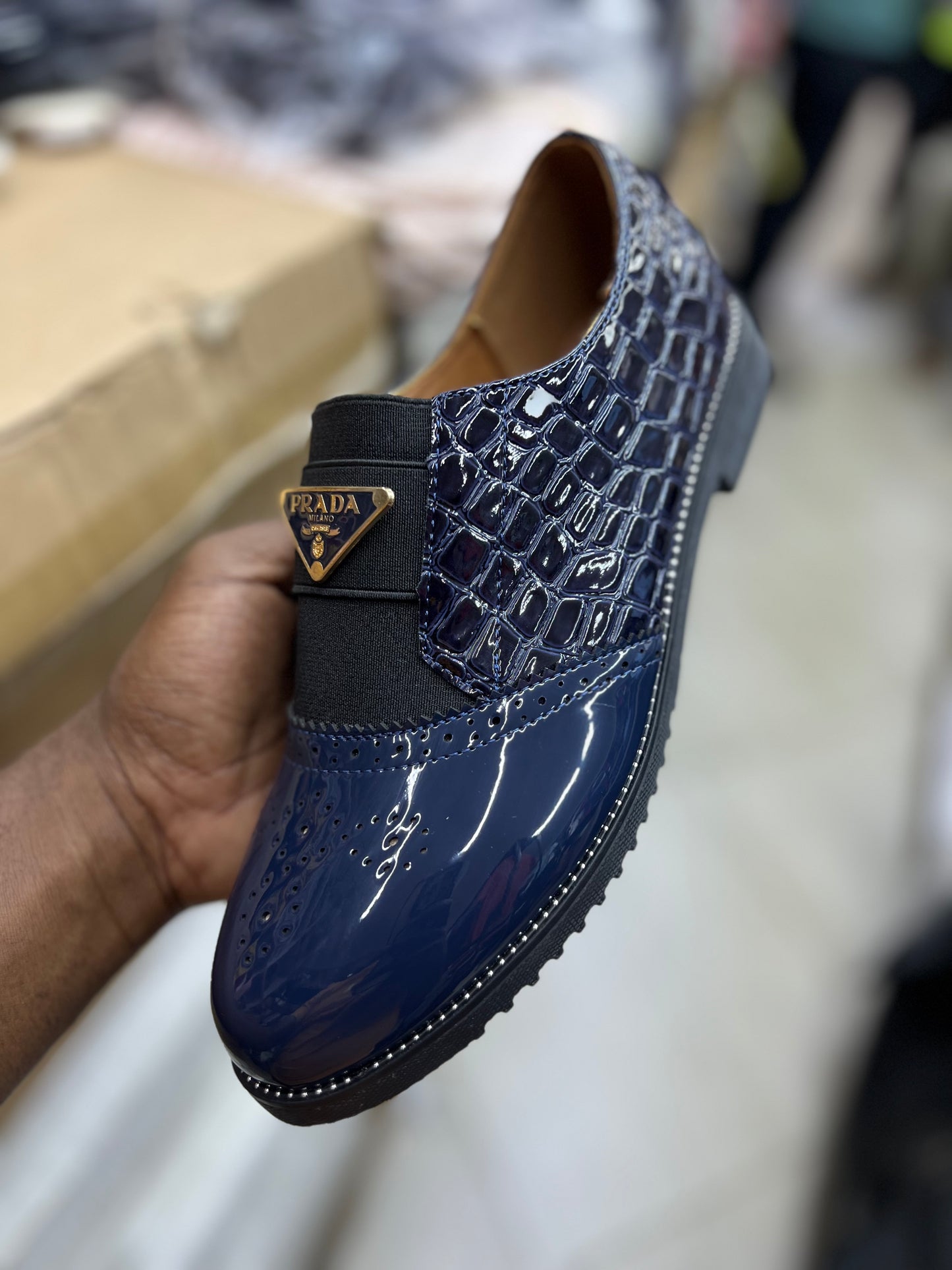 Ladies Prada Brogues - Navy Blue