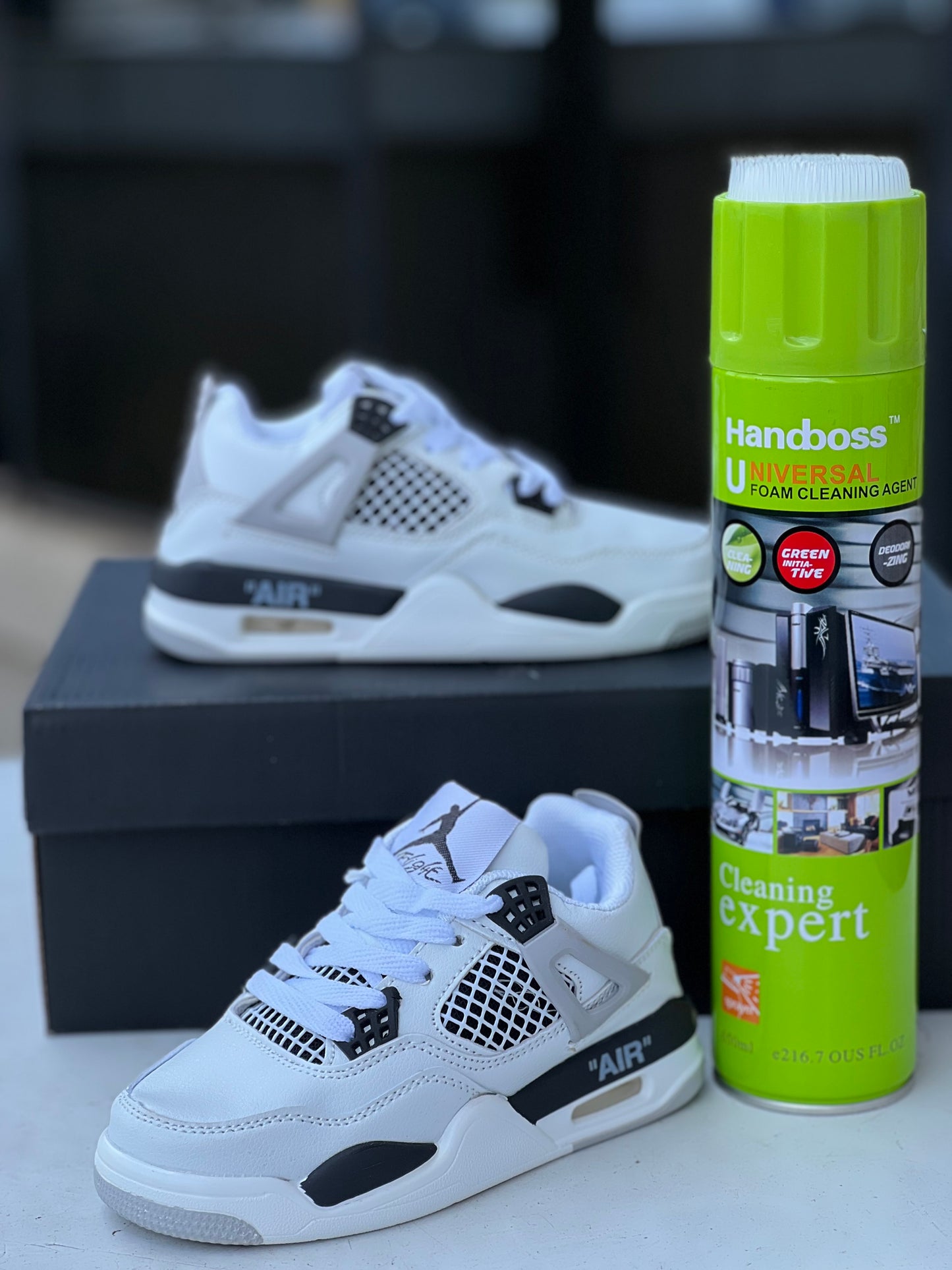 Kids Jordan 4 Sneakers - Military Grey