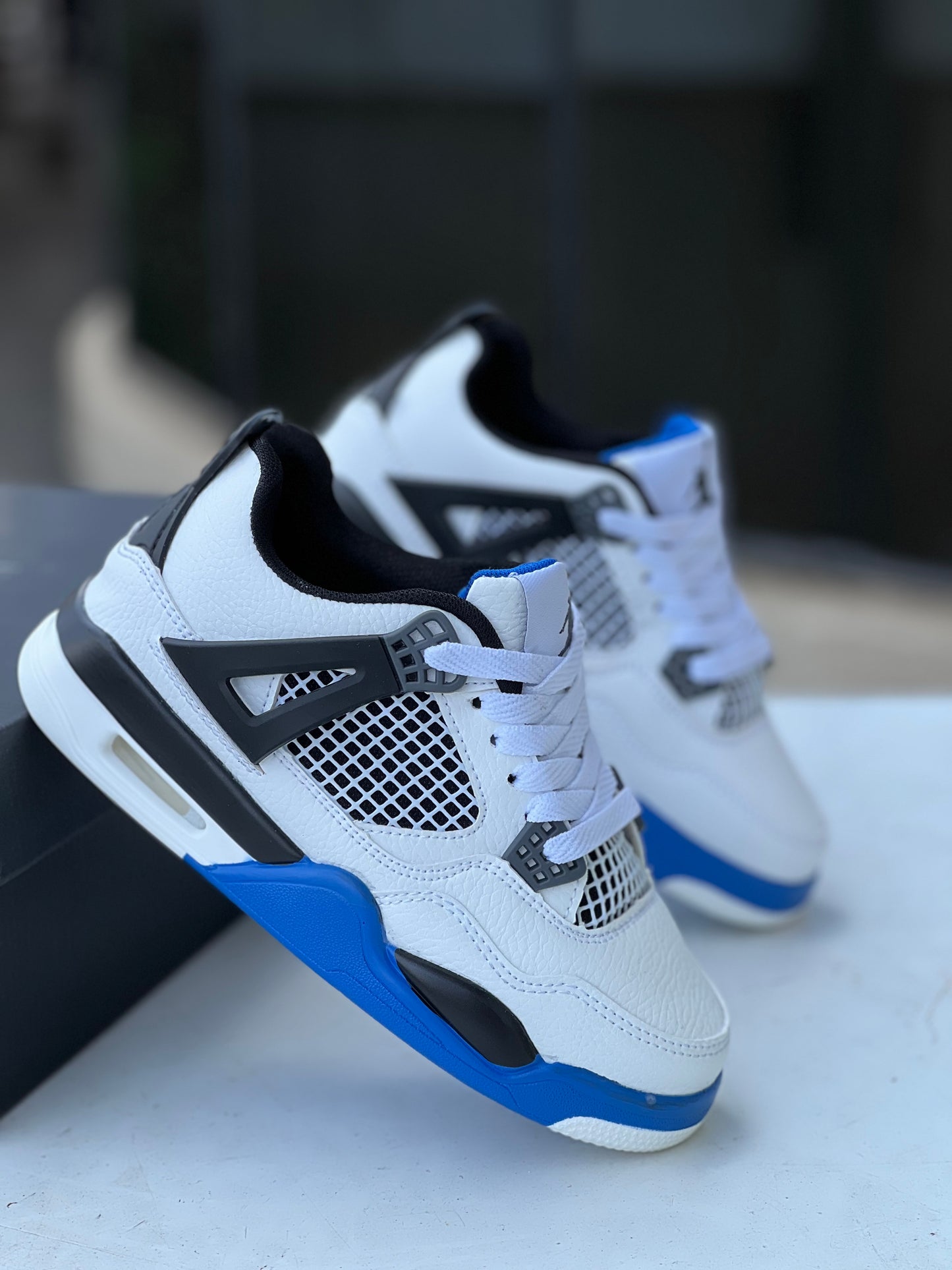 Kids Jordan 4 Sneakers - Military Blue