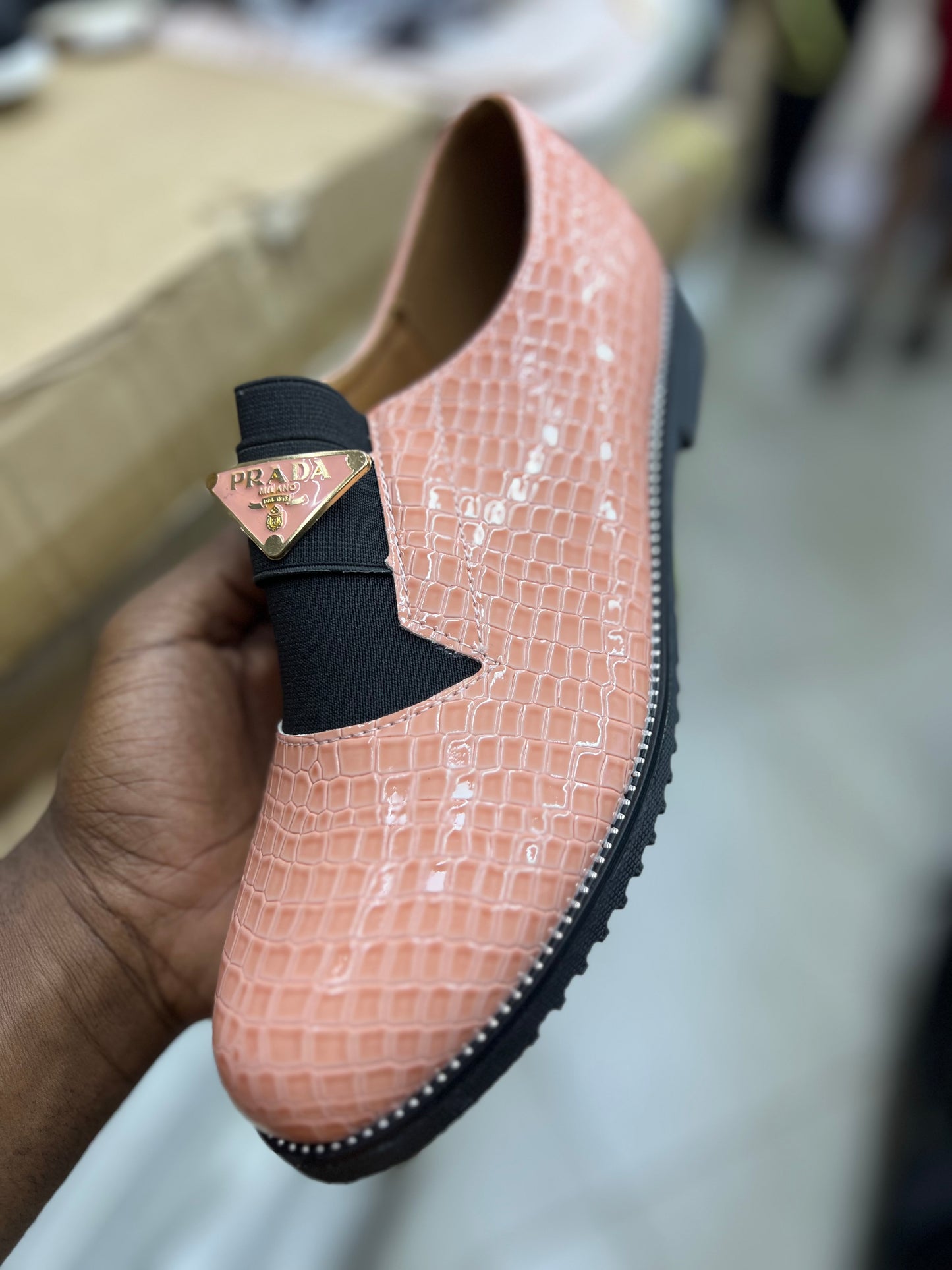 Ladies Prada Brogues - Peach