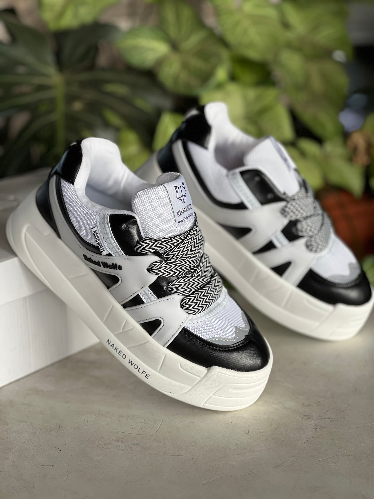 Naked Wolfe Sneakers - White on Black