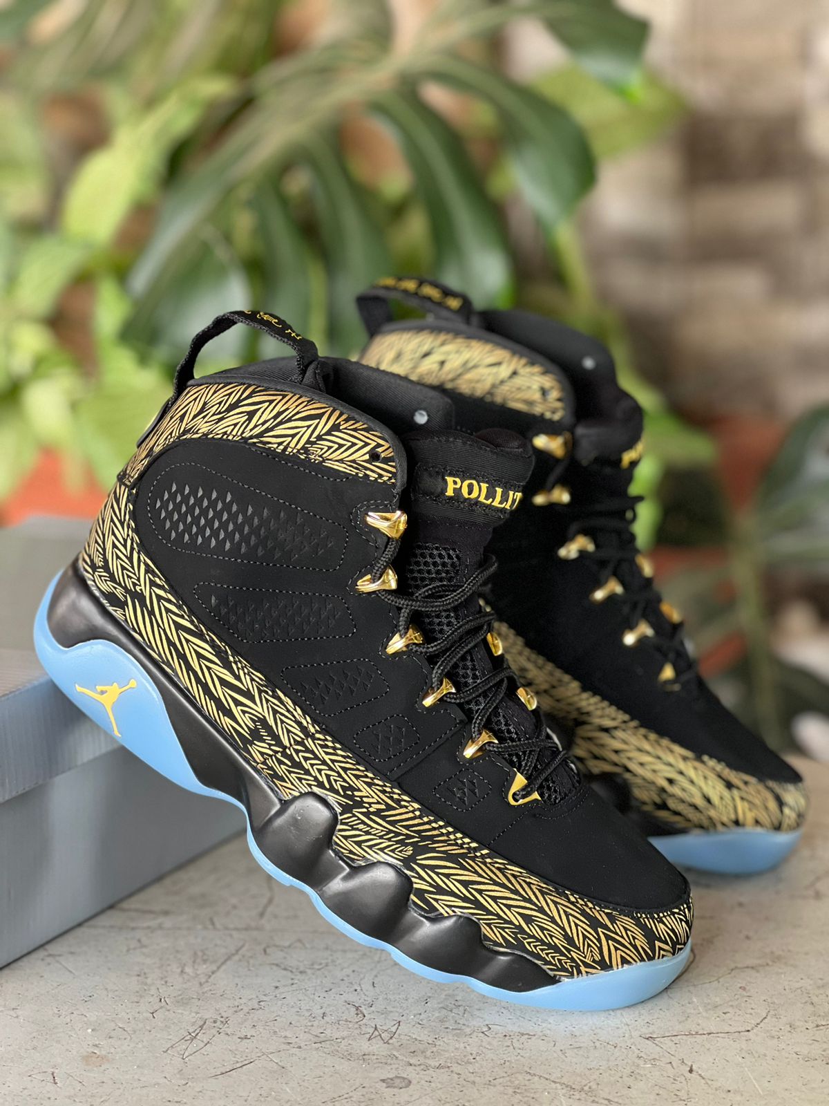 Jordan 9 gold shops and black