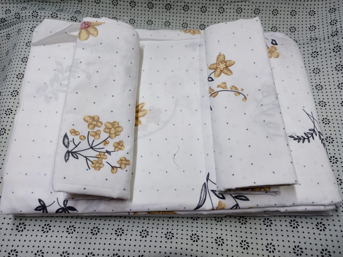 Bed Sheets + Pillow Case Set #002 (Printed) - Whites