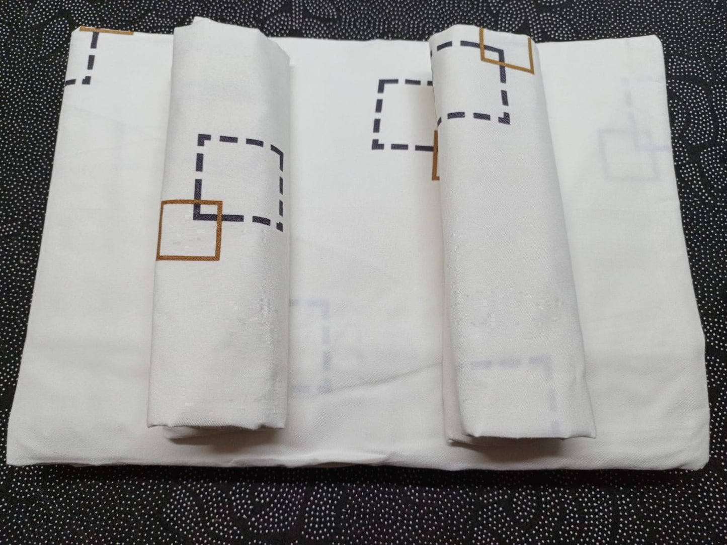 Bed Sheets + Pillow Case Set #002 (Printed) - Off Whites