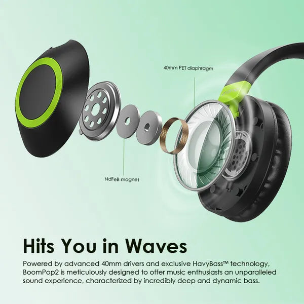oraimo BoomPop 2 ENC Over-Ear Wireless Headphones