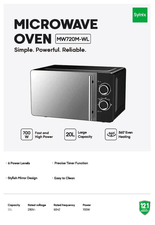 Syinix -20L Manual Microwave