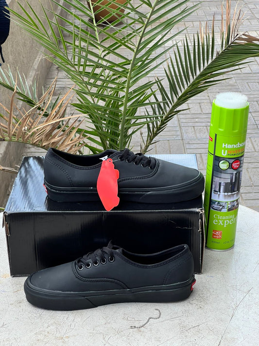 Vans- All-Black Leatherette  Sneakers