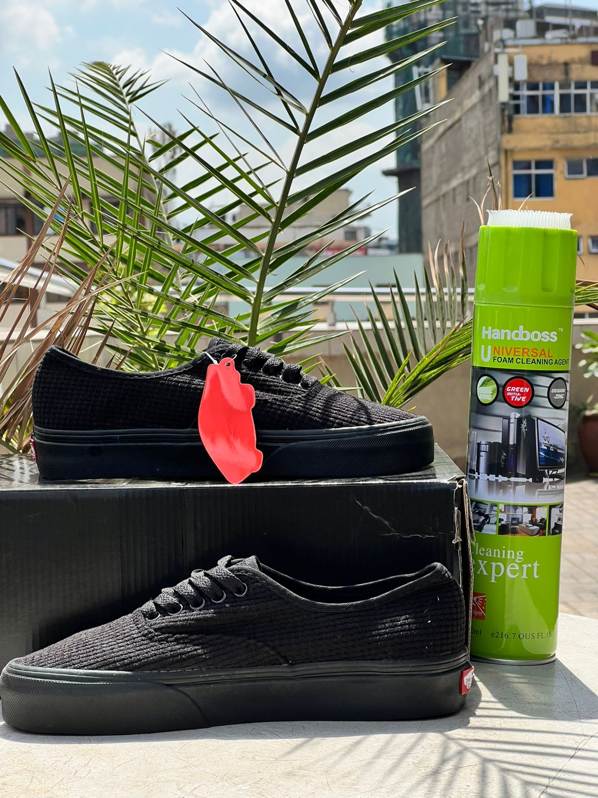 Vans- All-Black Textured Coudroy Sneakers