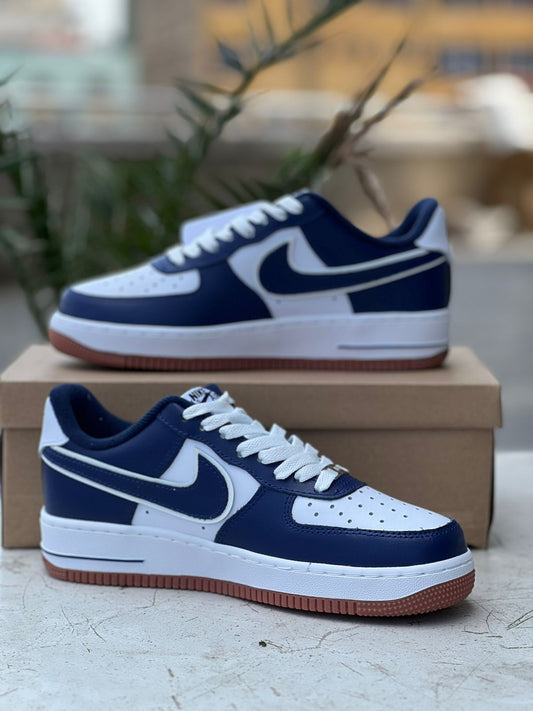 Air Force 1 Sneakers - Deep Blue & White with Gum Sole