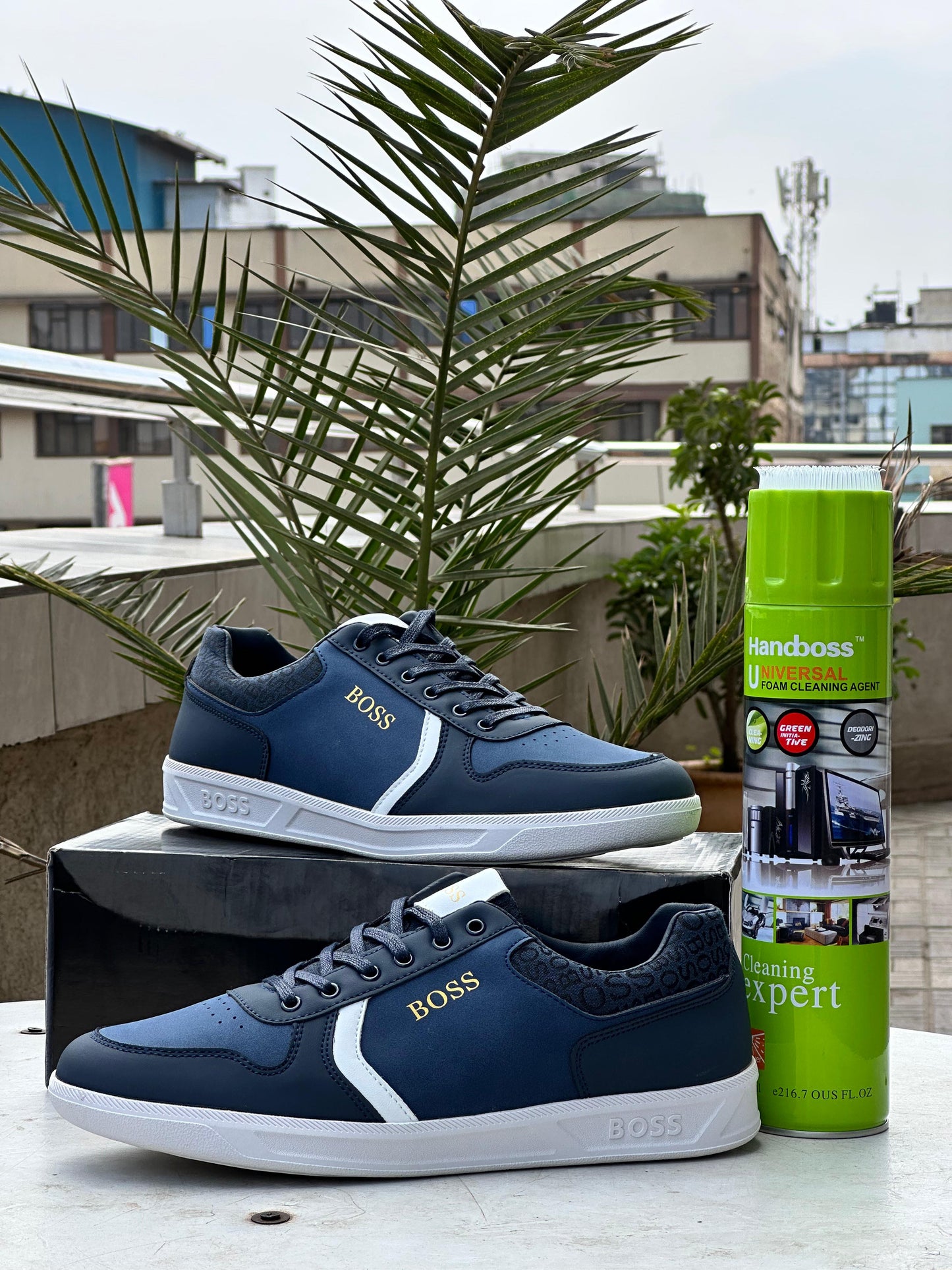 BOSS Casual Sneakers – Navy Blue with White Detail