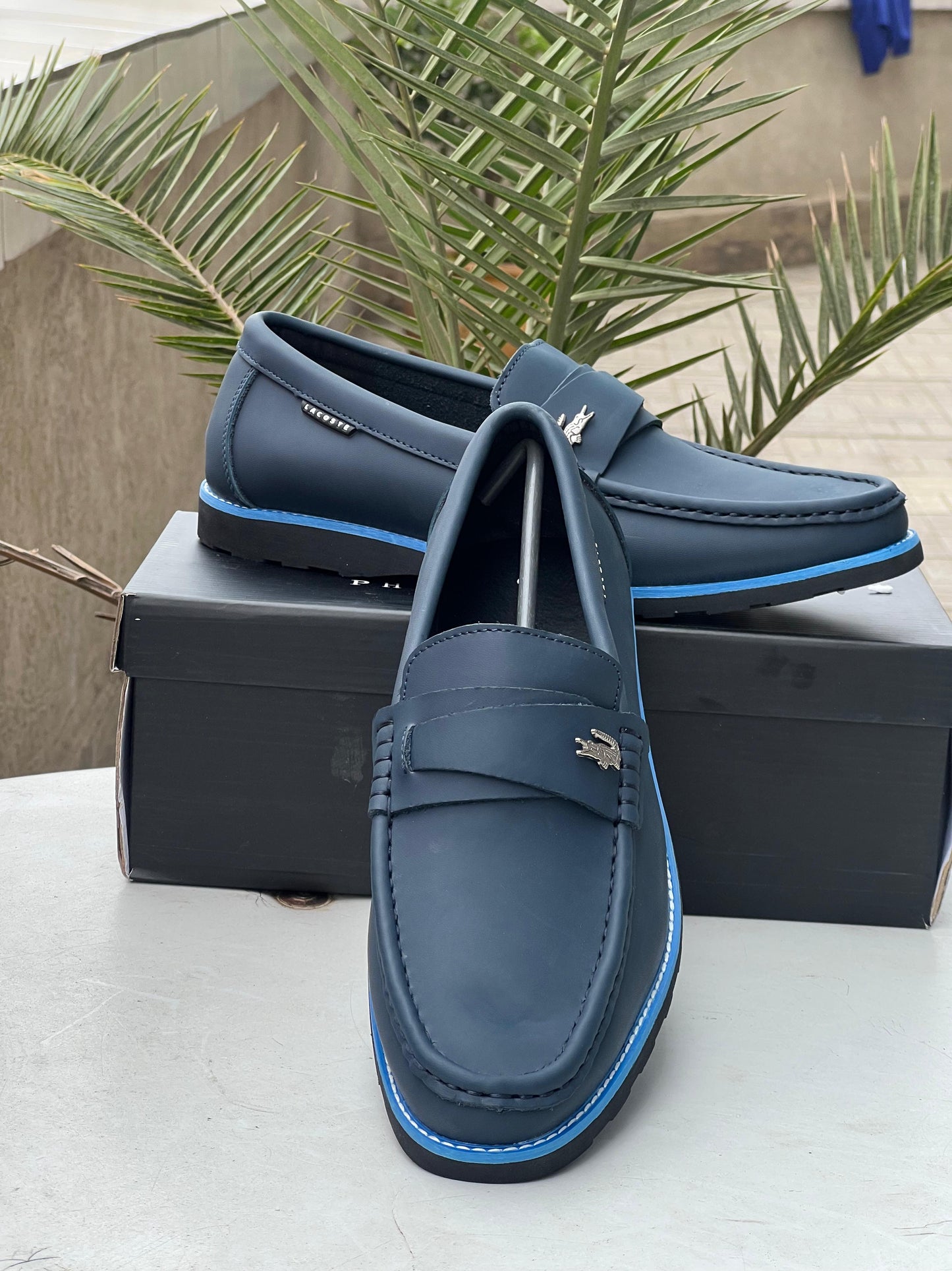 Lacoste Men’s Loafers – Classic Navy Blue with Signature Detailing