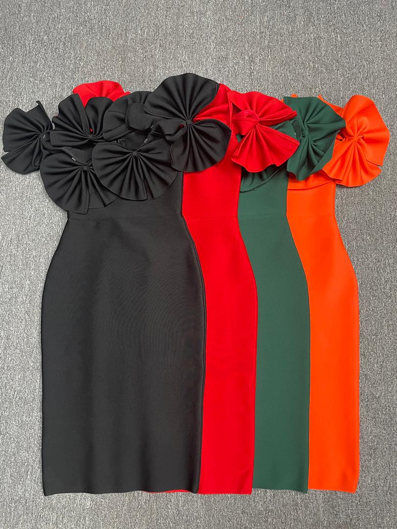 508 Petal Ruffle Bandage Dress