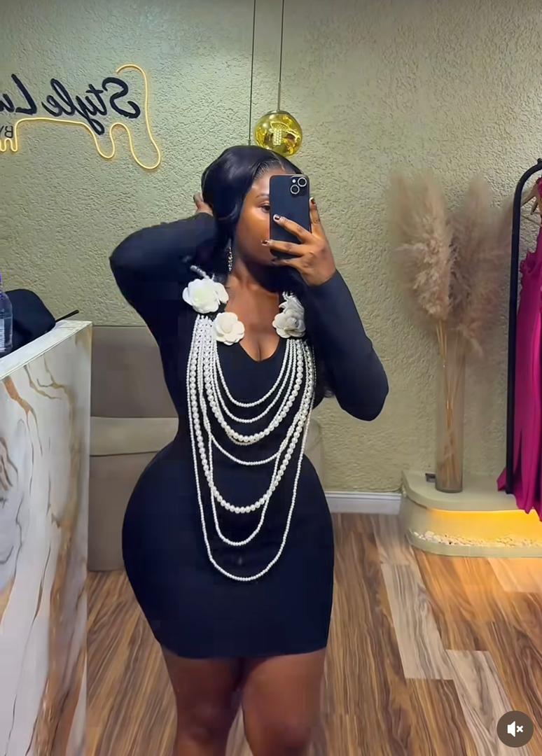 656 Chic Pearl Draped Mini Bodycon Dress