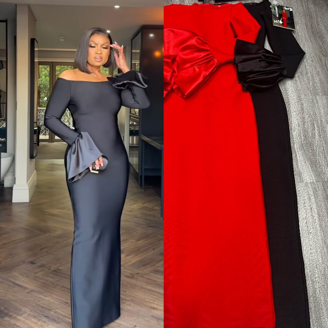 596 The Statement Bell-Sleeve Bardot Gown