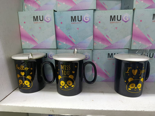 Fancy Cups With Lid and Spoon