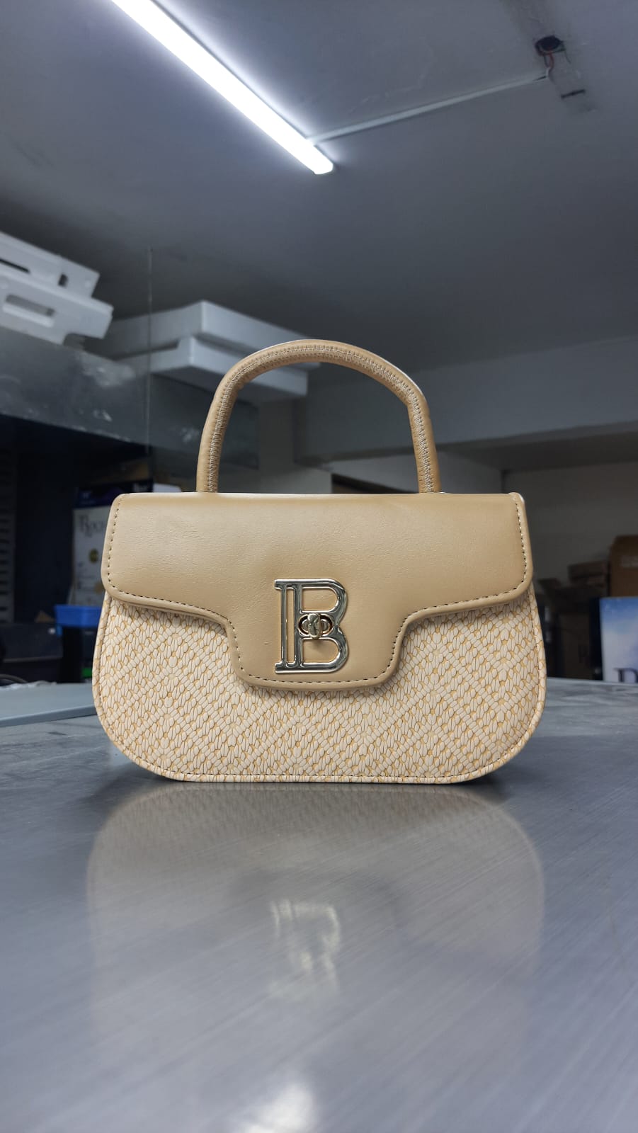 The Mini Bijou" Demi-Lune Bag with Woven Accent