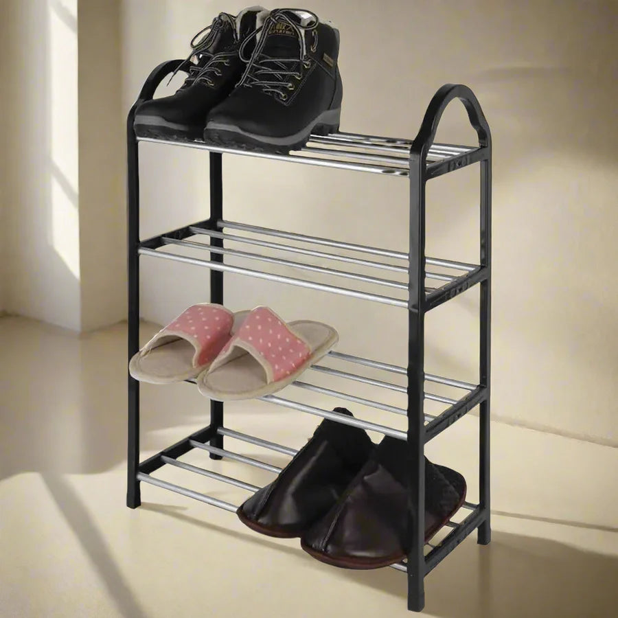 4 Layer Space Saving Folding Shoe Rack Compact Storage Solution