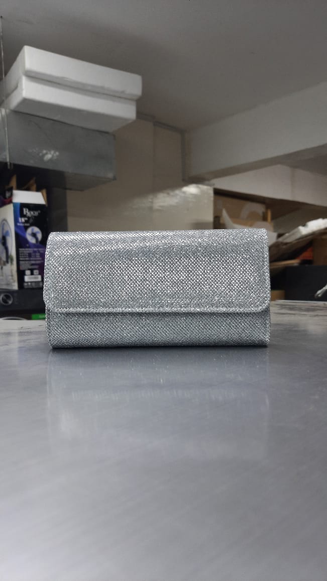 Silver Shimmer Flap Clutch