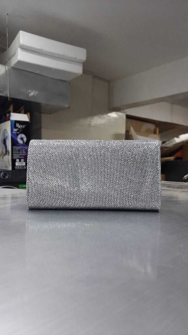 Silver Shimmer Flap Clutch