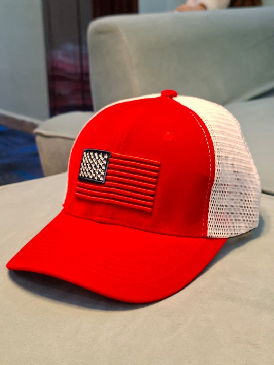 Red and White American Trucker Hat