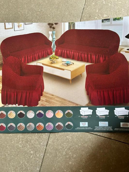 Ruffled Skirt 7 Seater Stretch Sofa Covers Set (3+2+1+1)