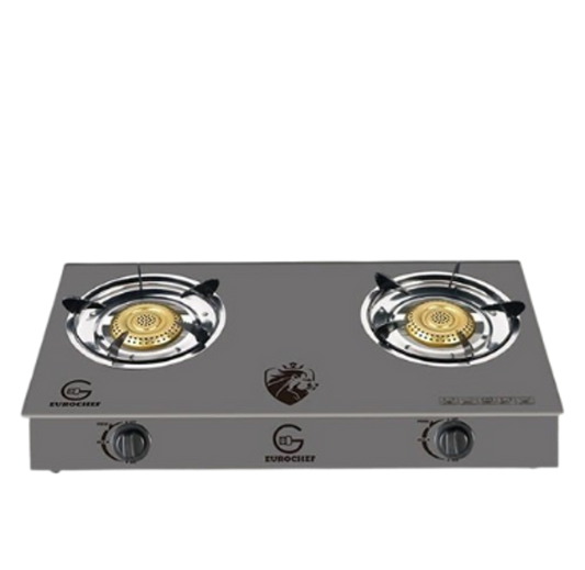 Cooktop. Eurochef Quality Gas Cooker With A Glass Top-two Burners
