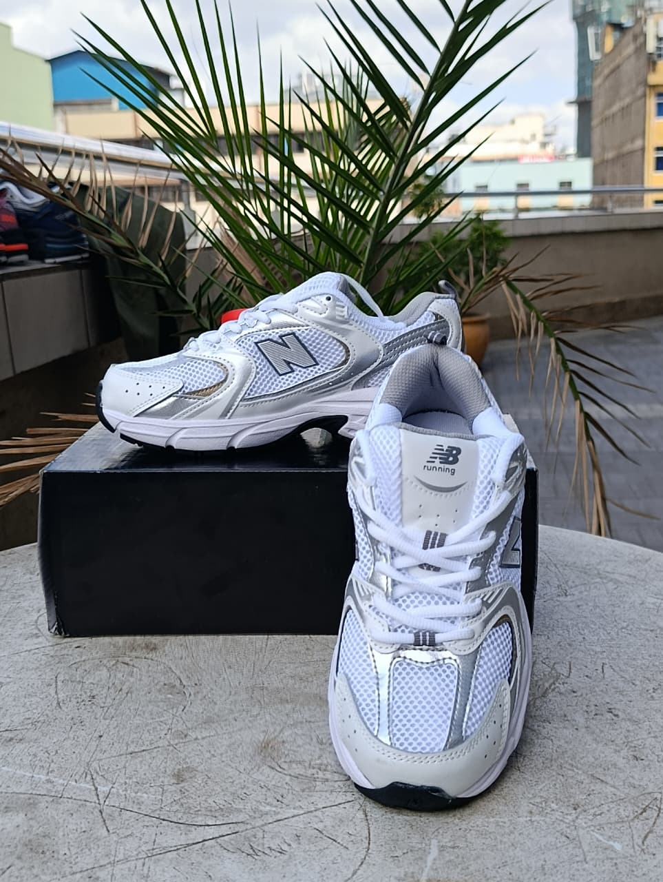New Balance 530 White and Silver Metallic