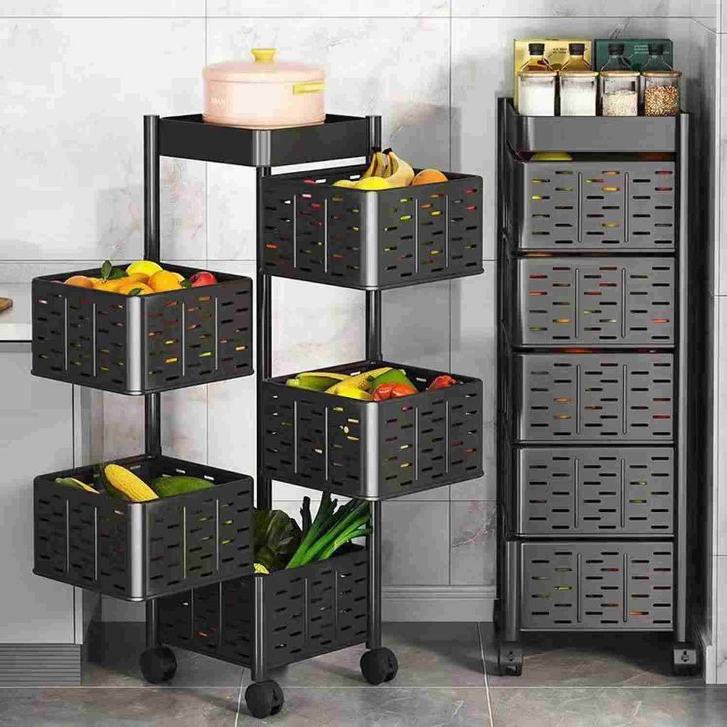 Multi- 5 Tier Rotating Mesh Storage Trolley