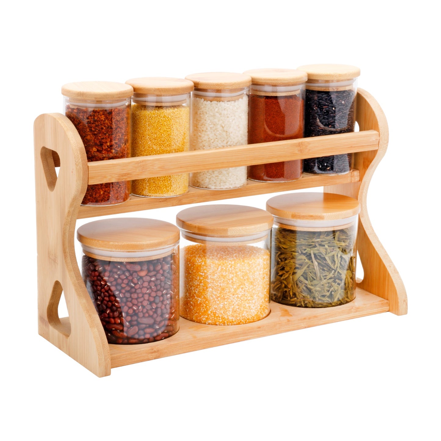 Bamboo borosilicate Spice jar- with Raised rack