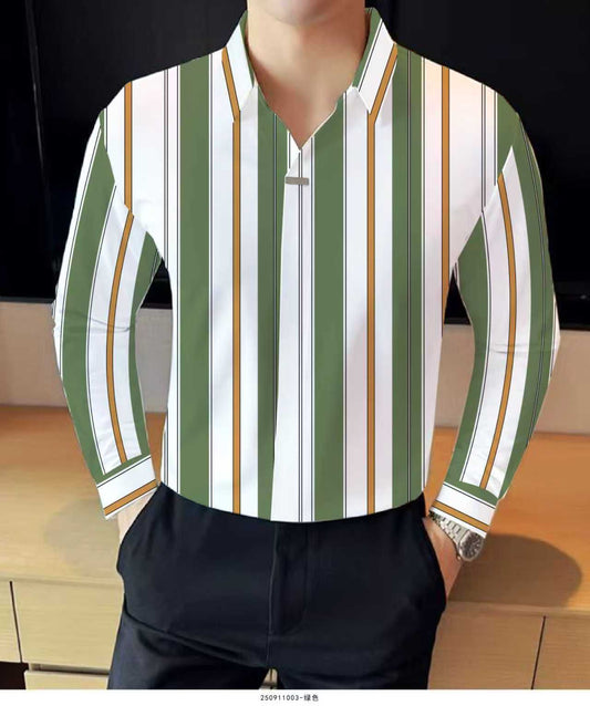 The Grove Stripe Long-Sleeve Smart Polo