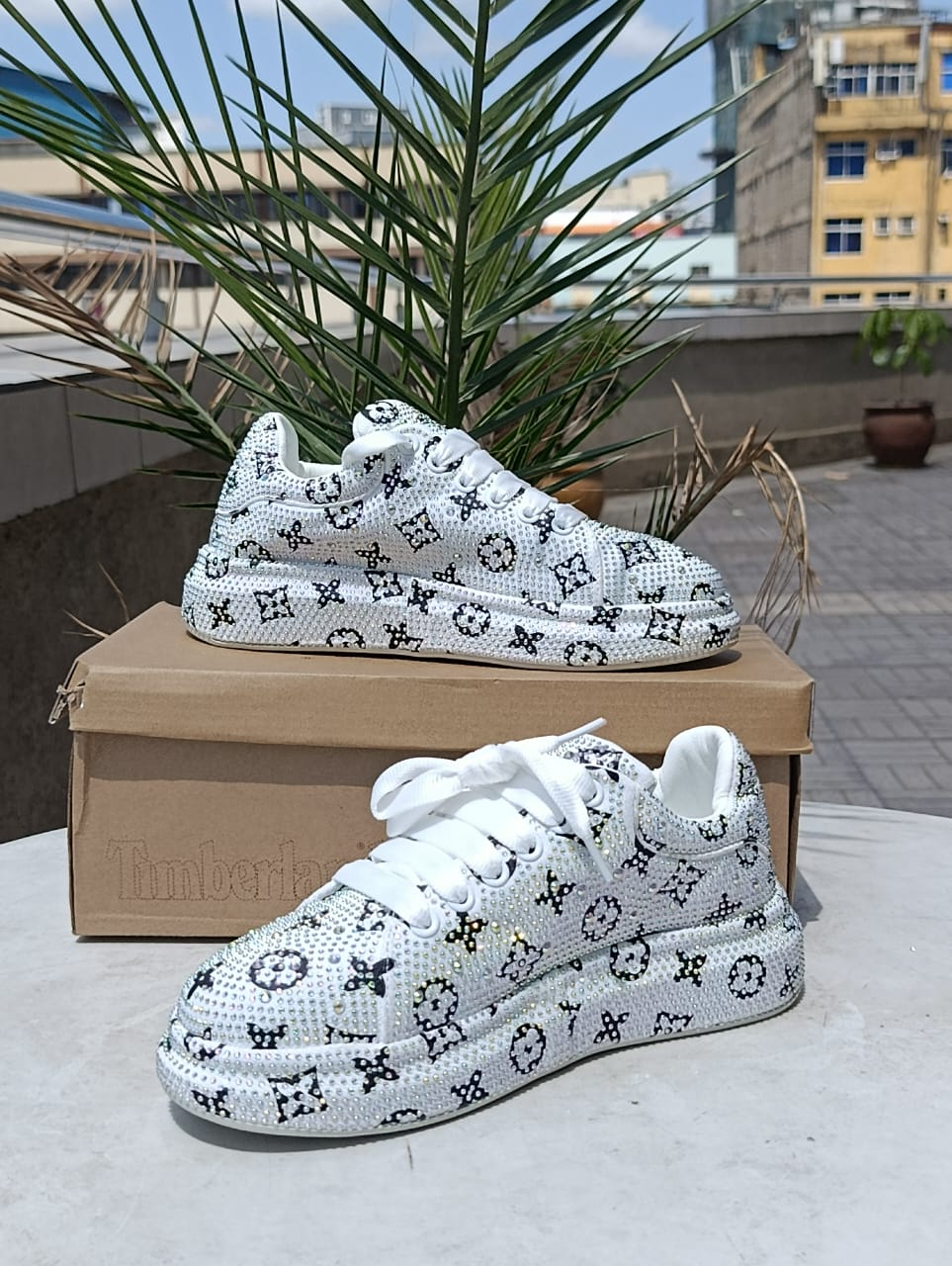 Rhinestone-embellished Louis Vuitton sneakers