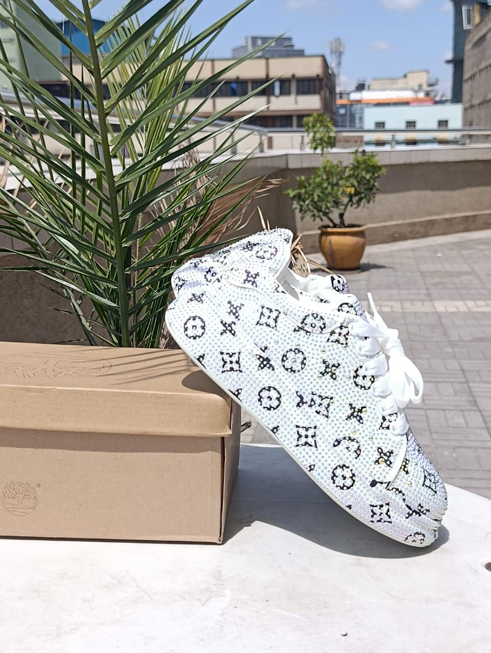 Rhinestone-embellished Louis Vuitton sneakers