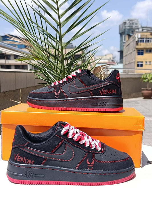 Black and Red Venom theme Customized Nike Air Force 1 Low sneaker